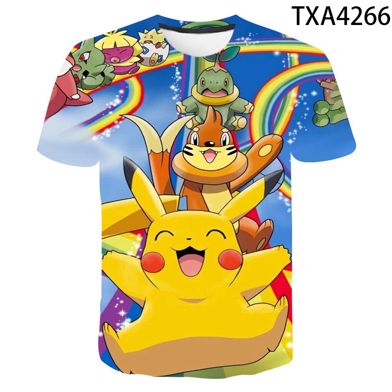 Áo thun tay ngắn in họa tiết pokemon 3D thời trang đơn giản cho trẻ em