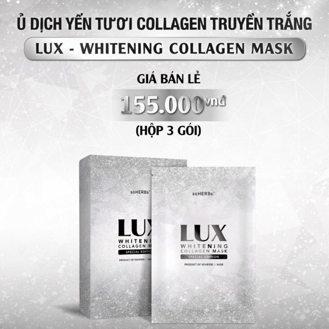 Ủ Dịch Yến Tươi Collagen Soherbs - Ủ Trắng Lux Siêu Trắng 1 hộp 3 gói | BigBuy360 - bigbuy360.vn