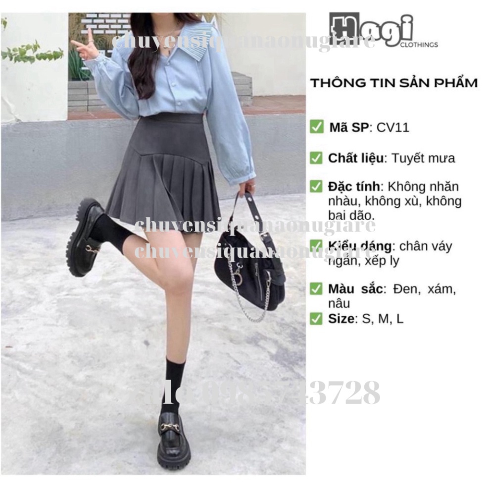 Chân váy tennis xếp ly dáng mới chữ A lưng cao che hông bigsize phong cách ullzzang (có XS, XL inbox riêng shop) ka