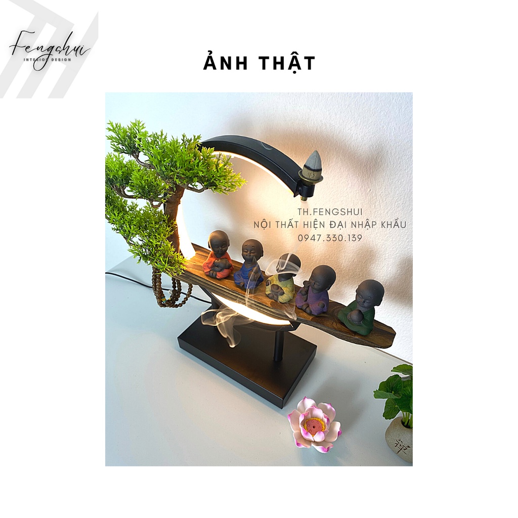 Đồ trang trí 5 tiều hòa thượng  - Lư hương chảy ngược chú tiểu nhỏ sáng tạo phòng khách