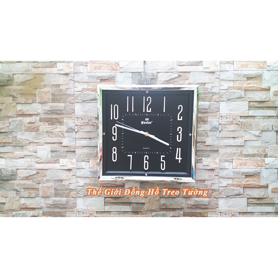 Đồng Hồ Treo Tường KIM TRÔI EASTAR Cao Cấp Vuông Viền Kim Tự Tháp – Số nổi 3D – Tặng Pin Maxell - Bảo Hành 1 Năm