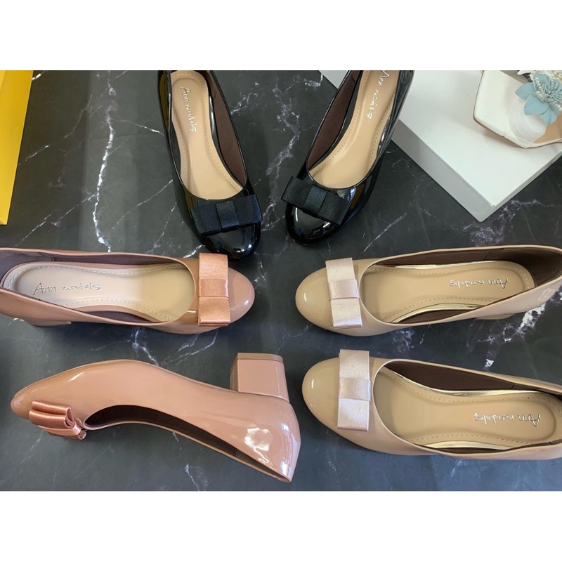 Giầy nơ vải 3 cm gót vuông