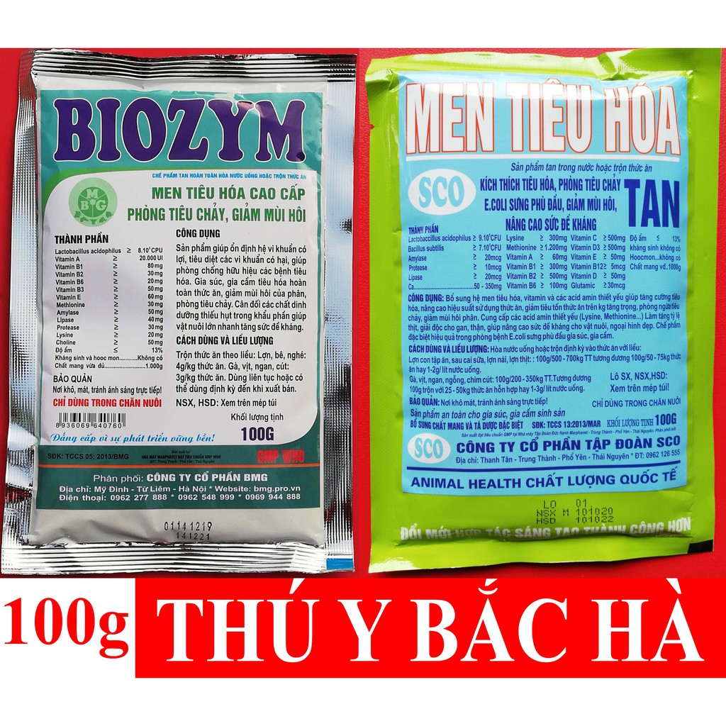 1 gói Men tiêu hóa cao cấp 100g phòng tiêu chảy, giúp tiêu hóa hoàn toàn thức ăn, giảm mùi hôi của phân