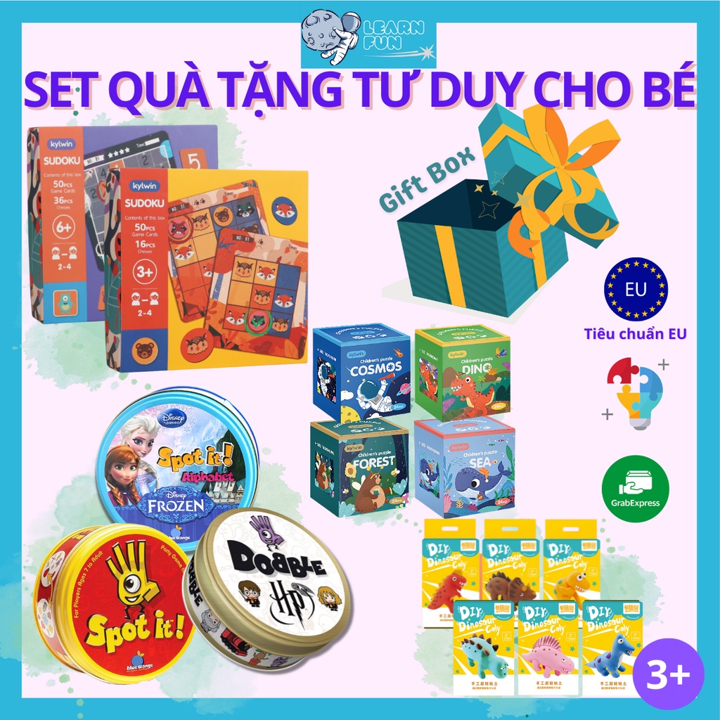 [4in1] SET QUÀ TƯ DUY CHO BÉ 3+ 6+ Bộ Đồ Chơi Giáo Dục Phát Triển Trí Tuệ Quà Giáng Sinh Quà Sinh Nhật