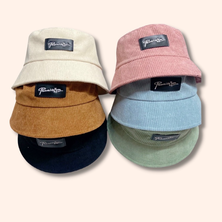 Mũ bucket nam nữ chất liệu vải nhung gân tăm, nón bucket cao cấp