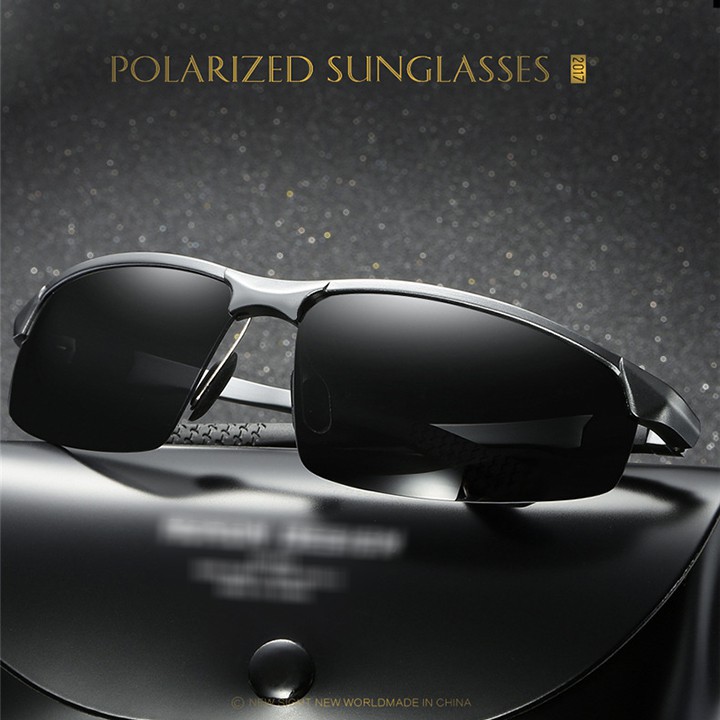 Mắt kính nam polarized phân cực chống chói, chống tia UV400, gọng nhôm magie khớp bản lề lò xo - MK1818