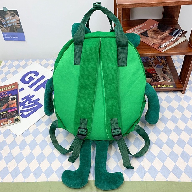 Ba Lô Đi Học Vải Canvas Đính Búp Bê Hoạt Hình Dễ Thương Cho Nữ