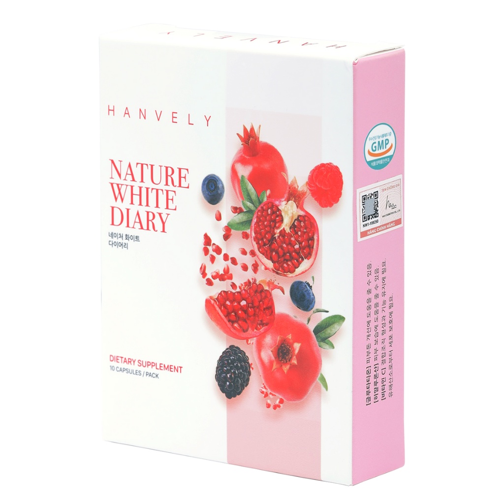 Hộp 10 viên uống trắng da, giảm nám Hanvely Nature White Dairy