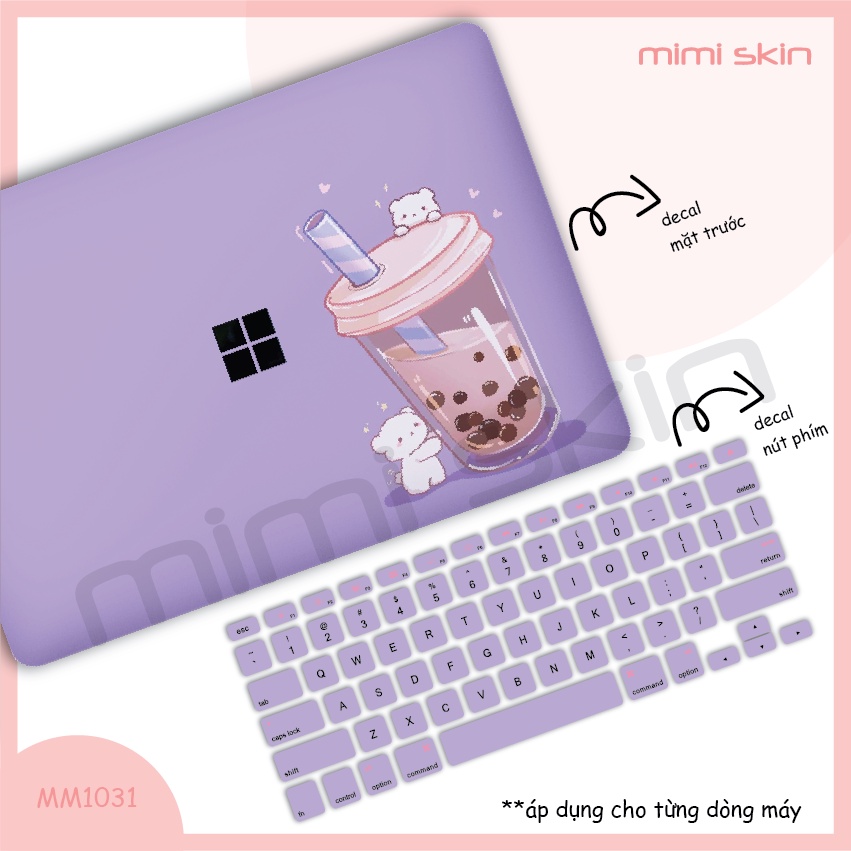 Miếng dán laptop Milk tea tím cắt theo từng đời máy cho dell/asus/hp/acer/macbook/lenovo hiệu