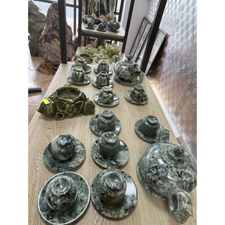 Ấm chén pha trà bằng đá serpentine tự nhiên
