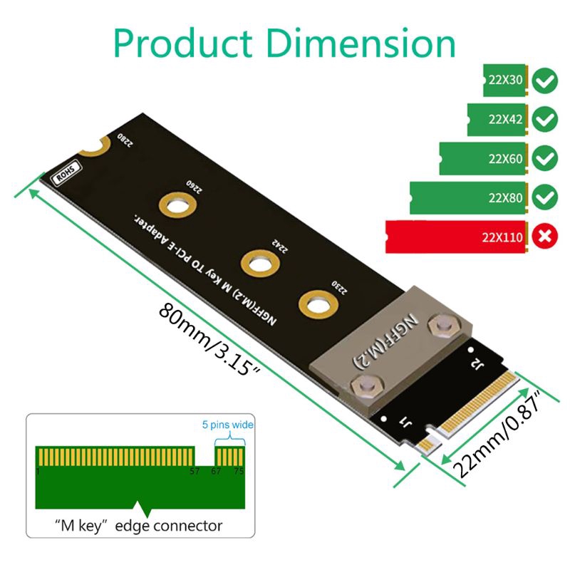 Riser Pcie X4 3.0 Pci-E 4x Sang M.2 Nvme M Key 2280 Kèm Dây Cáp 90 °