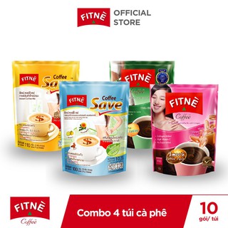 Combo 4 túi Cà phê FITNÈ Save, Save thảo mộc, Chiết xuất Đậu trắng và Collagen