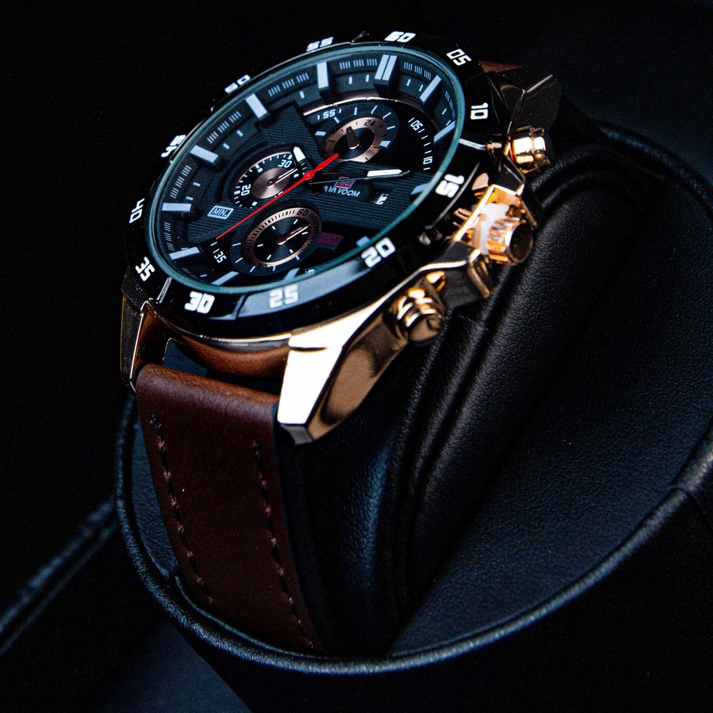 Đồng hồ nam dây da VV001 đồng hồ đeo tay nam Mặt Kính Tráng Sapphire Chống Xước