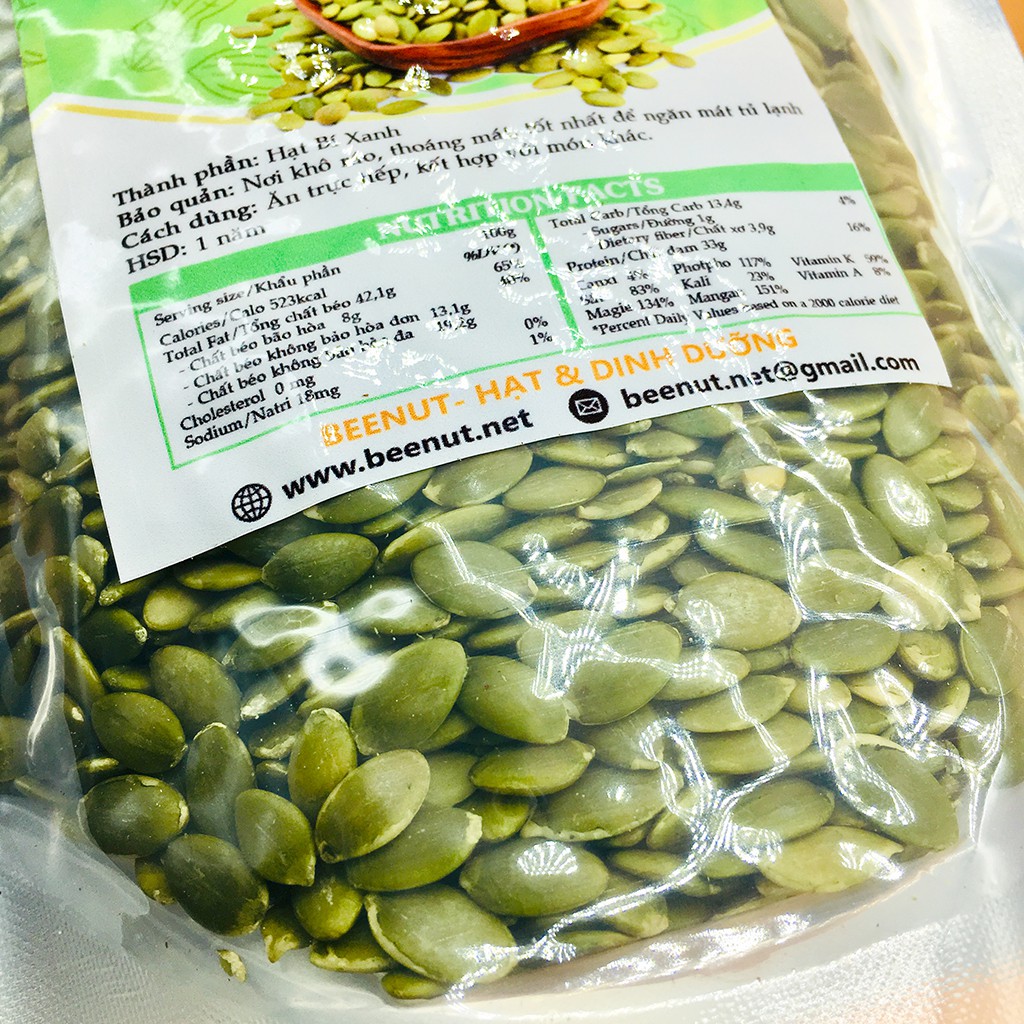 Nhân hạt bí xanh ấn độ (500g) Hạt bị rang đã tách vỏ Hạt bí sống làm sữa hạt Hạt dinh dưỡng Đồ ăn vặt Healthy BeeNut