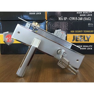 Khóa tay gạt jeely hk-khóa cửa chính ốp 26cm dùng cho cửa chính,cửa phòng cửa gỗ ,cửa sắt kt 4cmx8cm trở lên -c5915