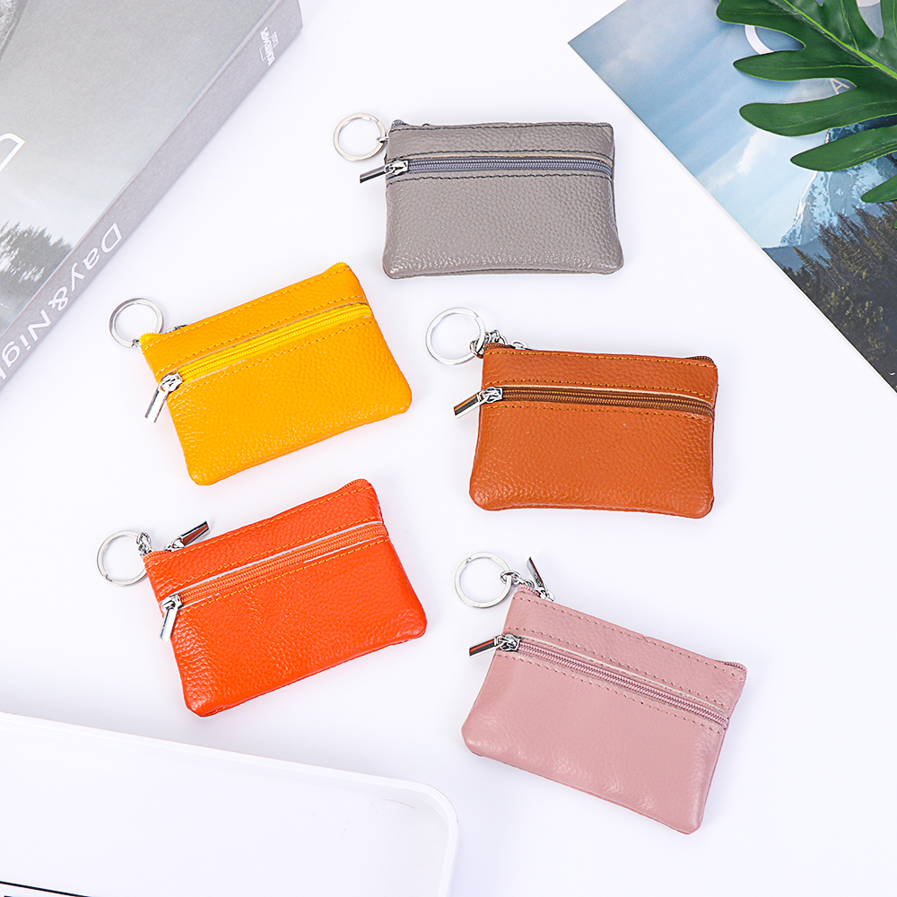 🌵CACTU🌵 Mini Zipper Pouch Muti-function Coin Purse Leather Wallet Money Clip Fashion Card Holder Practical Key Ring