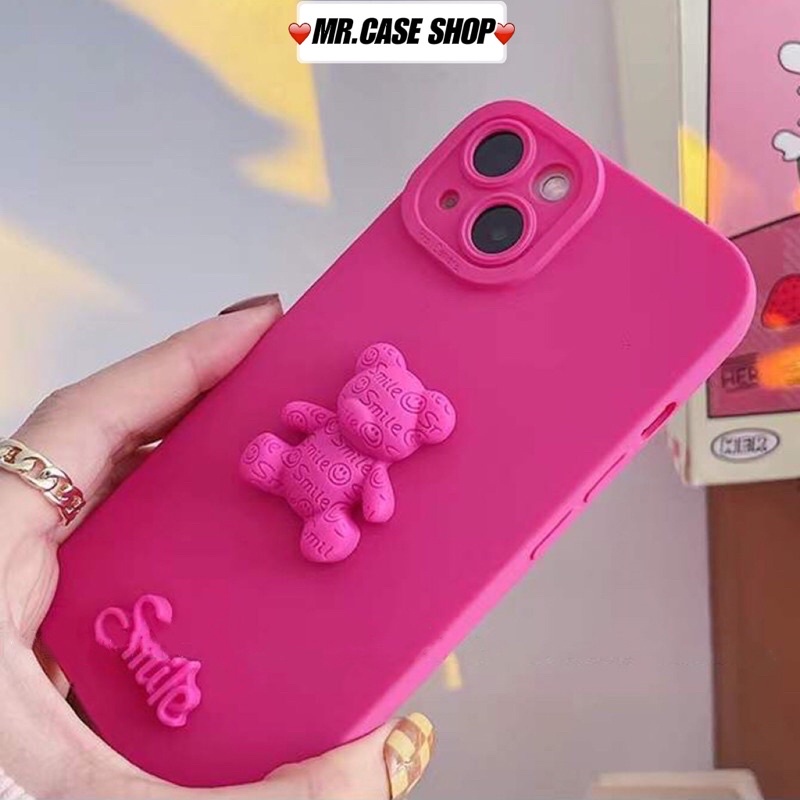 Ốp lưng ip chất bóng hồng neon hoạ tiết 1 gấu dâu lotso dành cho ip - Mr.Case