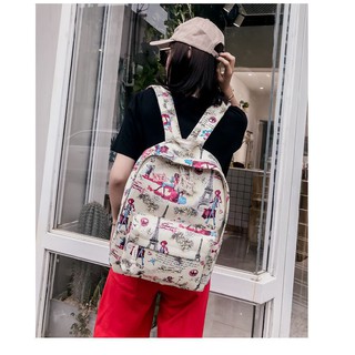 Balo học sinh, balo nữ, balo họa tiết tháp Tháp Eiffel