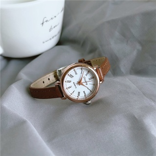 Đồng hồ nữ dây da da bò Ulzzang mặt tròn