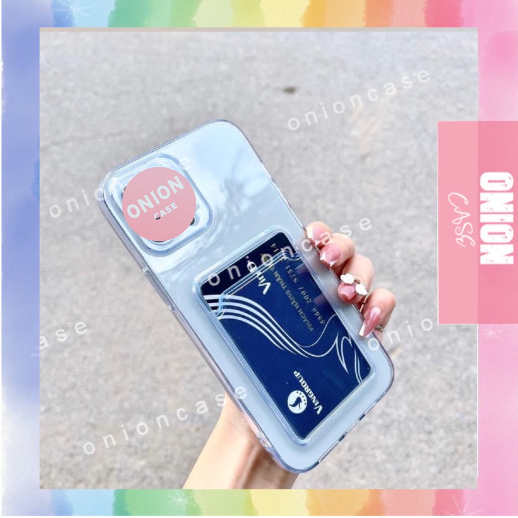 ỐP SILICON TRONG SUỐT KÈM NGĂN VÍ ĐỰNG THẺ CHO IPHONE 6 ĐẾN 13 PRO MAX