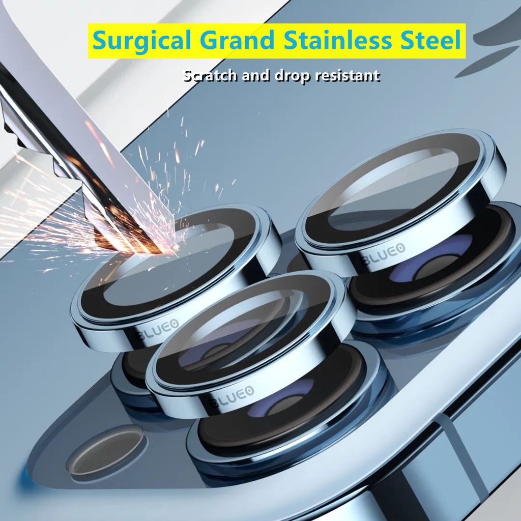 Blueo miếng dán bảo vệ camera PVD cho iphone 13/14/15 bằng thép không gỉ cho iphone 15 pro max Bảo vệ máy ảnh