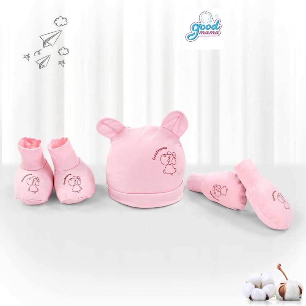 SET Mũ Tất và Găng Tay Sơ Sinh Goodmama Cún Yêu Dễ Thương - Sản Phẩm Chính Hãng