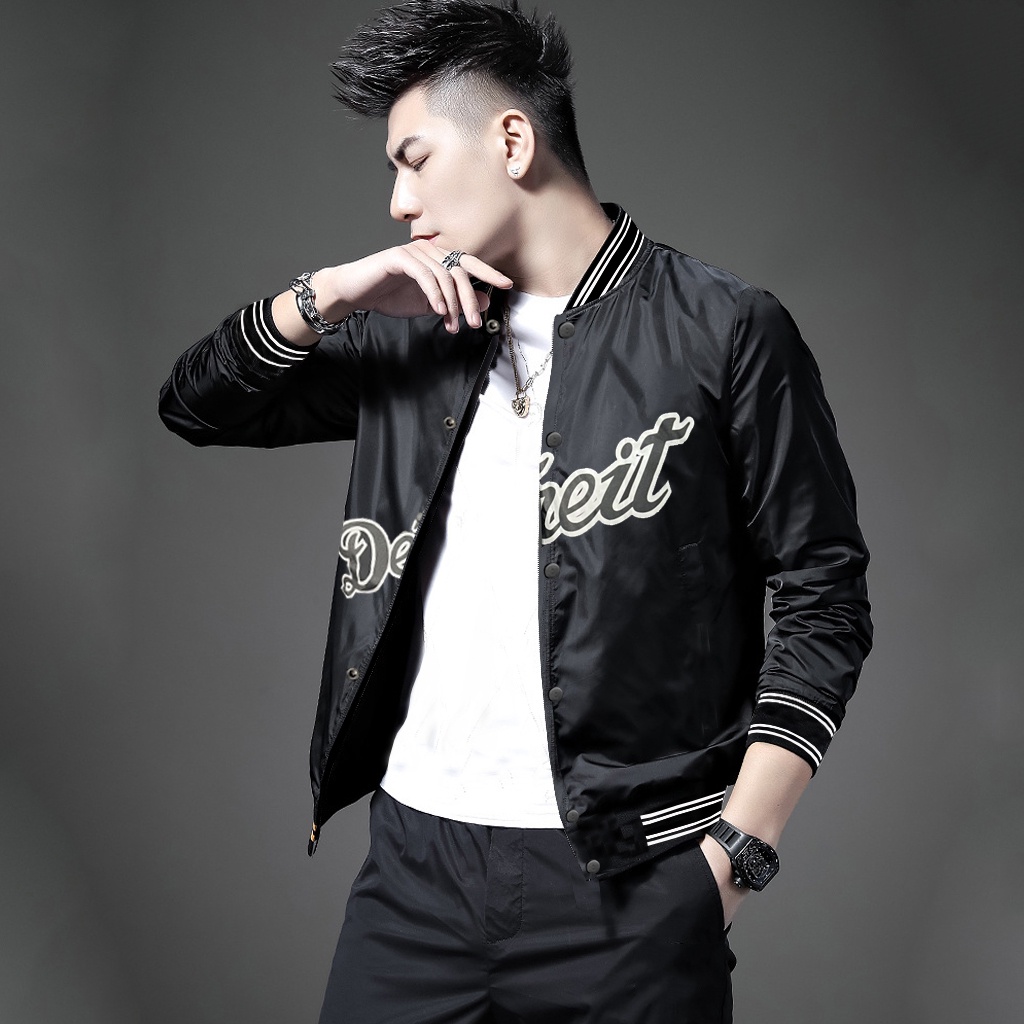 Áo bomber unisex chất dù 2 lớp không bong tróc chất vải mịn không xù (màu đen, kem), cam kết hình ảnh thật