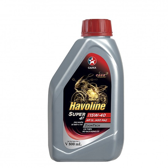 [Mã LIFEAUMAY giảm 10% tối đa 30k đơn 150k] Dầu nhớt Caltex Havoline Super 4T SAE 15W-40 0.8L (xe số)