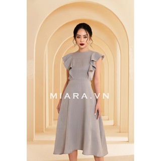 Đầm dài nữ sát nách MIARA thiết kế nhún bèo trẻ trung, vải ánh nhũ màu xám khói đẹp lạ DT34