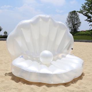 haha* Summer Inflatable Pearl Shell Floating Row Swimming Float Bed Swim Pool Toy