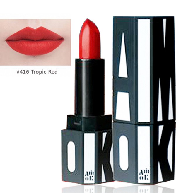 Son Lì Amok Unique City Technical Matte Lipstick Hàn Quốc 4g (#416 Tropic Red - Đỏ cam)