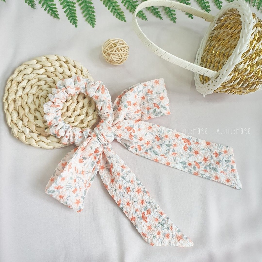 Dây Buộc Tóc Scrunchies AlittleMORE Thắt Nơ Đũi Hàn Quốc Cao Cấp Dễ Thương Cột Tóc Đẹp