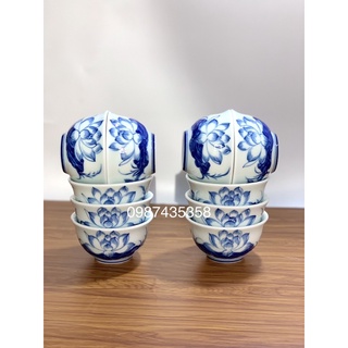 Bộ bát sen xanh ngọc gốm Bát Tràng