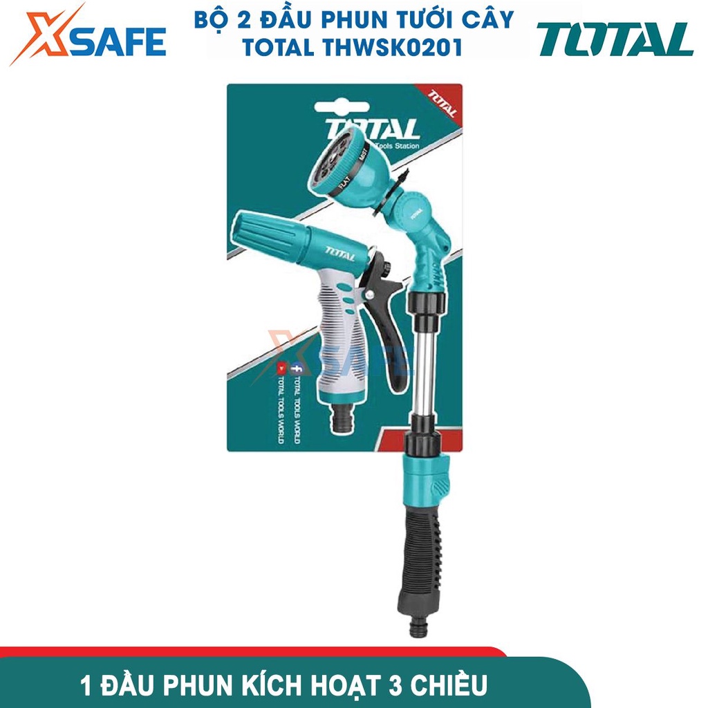 Bộ 2 đầu phun nước 3 chiều và 6 chiều Total THWSK0201 nhựa ABS chống va đập cao với TPR, tay cầm cách điện - CHÍNH HÃNG