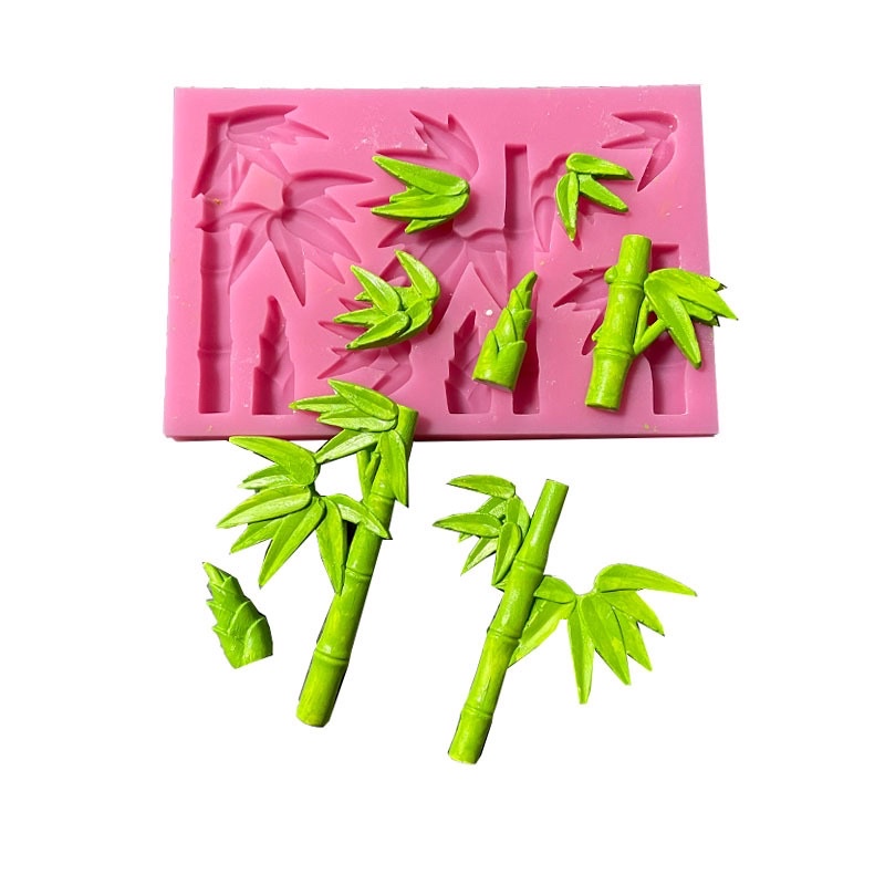 khuôn silicon cây trúc trang trí bánh khuôn trắng