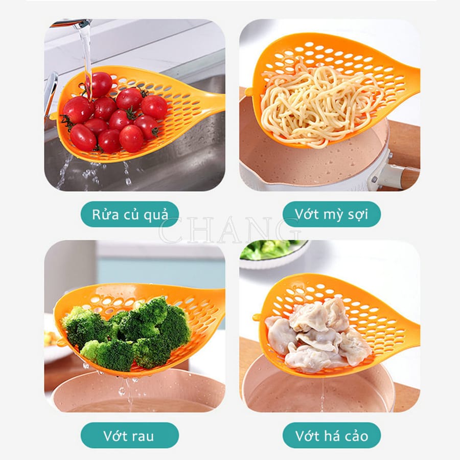 Muôi Vớt Ăn Lẩu Kiểu Chiếc Lá - Muỗng Thủng Nhựa Nhúng Đồ Ăn, Rau Củ, Mì Size Lớn