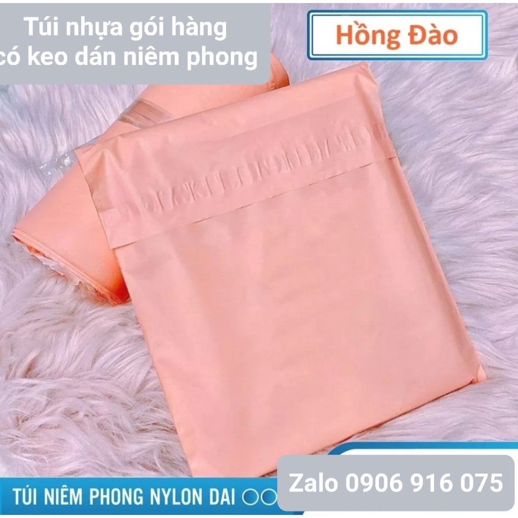 Túi nhựa gói hàng có keo dán niêm phong màu hồng đào - bán lẻ
