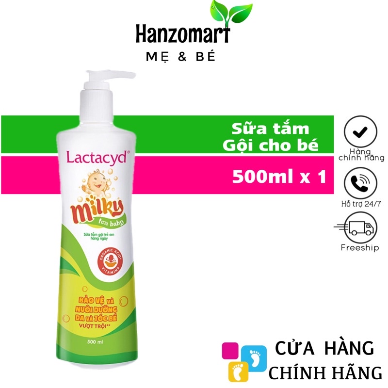 Sữa Tắm Gội Trẻ Em Lactacyd Milky Bảo Vệ, Nuôi Dưỡng Da và Tóc Bé 500ml