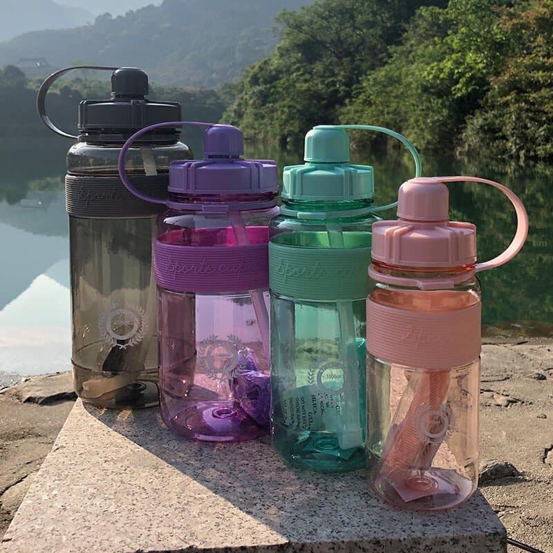 BÌnh thể thao dung tích 600ml - 2 lít BÌNH SPORT CUPS CÓ DÂY ĐEO Bình đựng nước uống bằng nhựa có ống hút tiện lợi