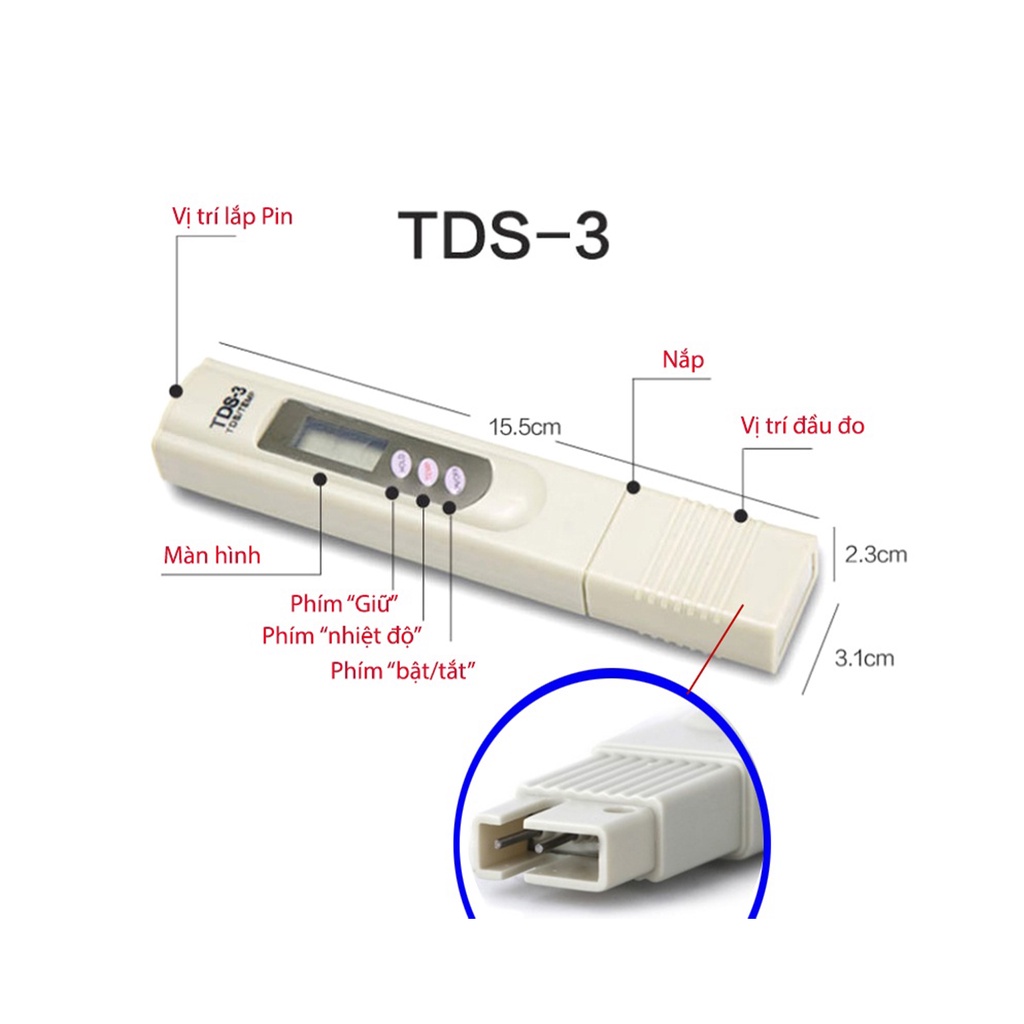Bút thử nước sạch TDS dùng để kiểm tra chất lượng nguồn nước, thiết bị thiết yếu cho mọi gia đình