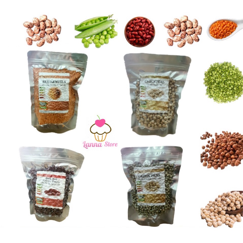Tổng hợp các loại đậu dinh dưỡng Hà Lan / Gà Trắng / Lăng Đỏ / Đỏ tây / Đậu cúc đỏ gói 500G - Argentina