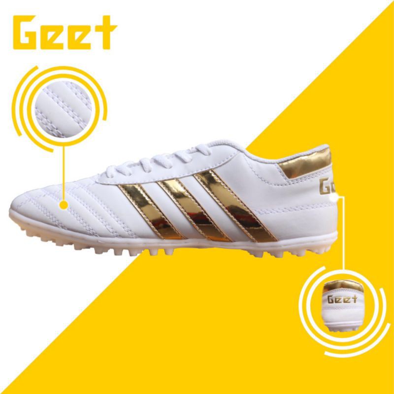 Giày bóng đá Geet 3 sọc màu trắng vàng