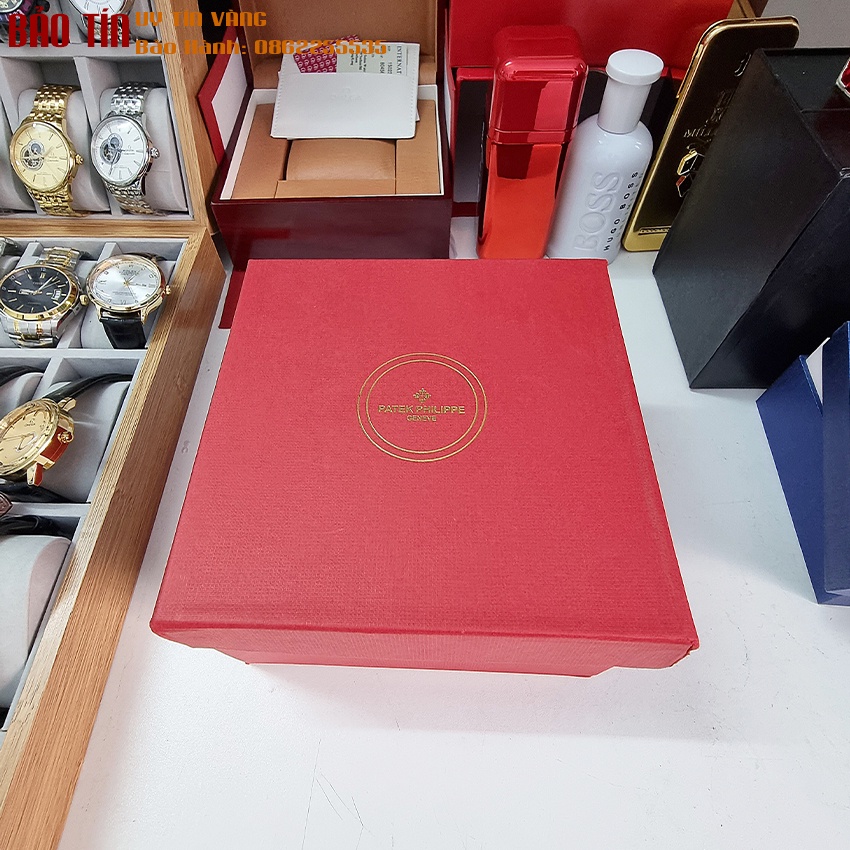 Hộp Box Đựng Đồng Hồ Patek Philippe Bằng Gỗ Cao Cấp Phối Da Tồng Hợp, Chính Hãng, Patek Sang Trọng