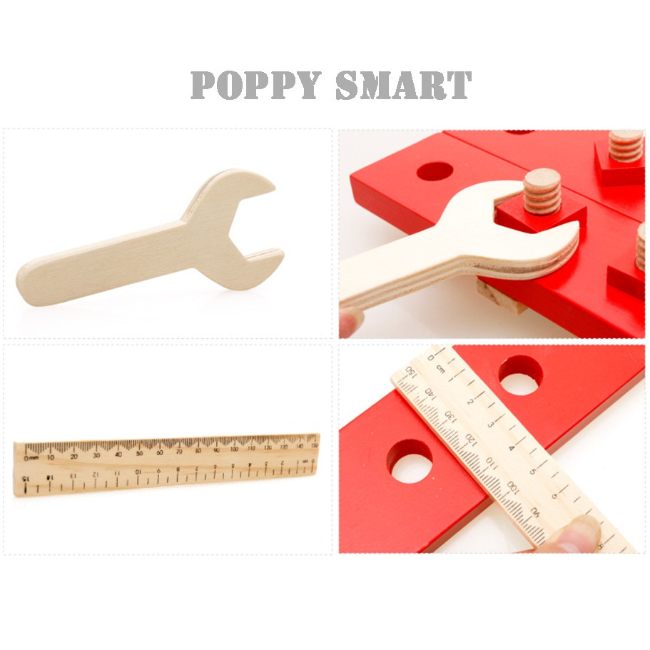 Bộ Đồ Chơi Dụng Cụ Sửa Chữa Cơ Khí Cho Bé Bằng Gỗ An Toàn, Bộ Cơ Khí Bé Trai Montessori