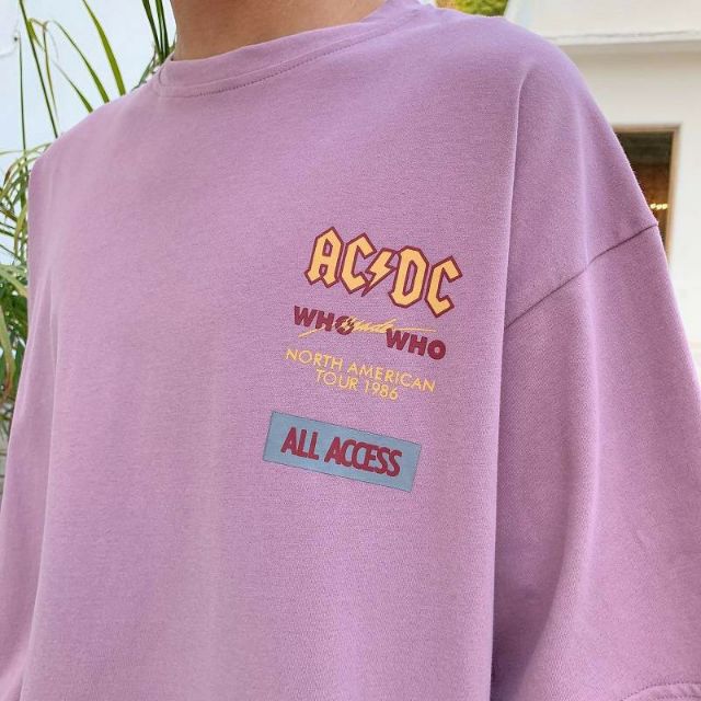 Áo Thun tay lỡ Unisex AC DC