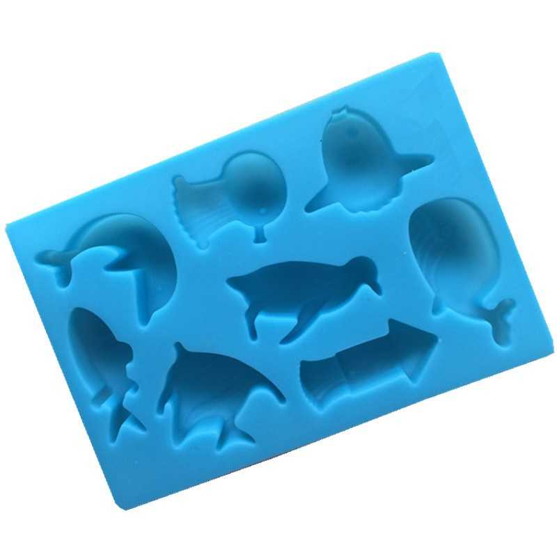 Khuôn silicone làm bánh tạo hình 8 con cá heo đại dương dễ thương