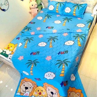 Set 4 món chăn hè thu kèm ga gối poly