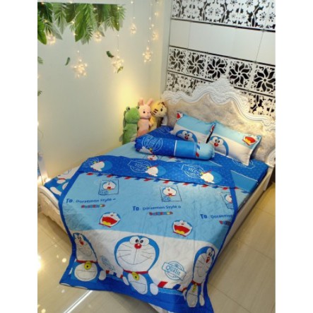 (Tặng 1 móc dán 3D) Set Đủ 5 món ga gối chăn hè trần bông nhiều mẫu mới