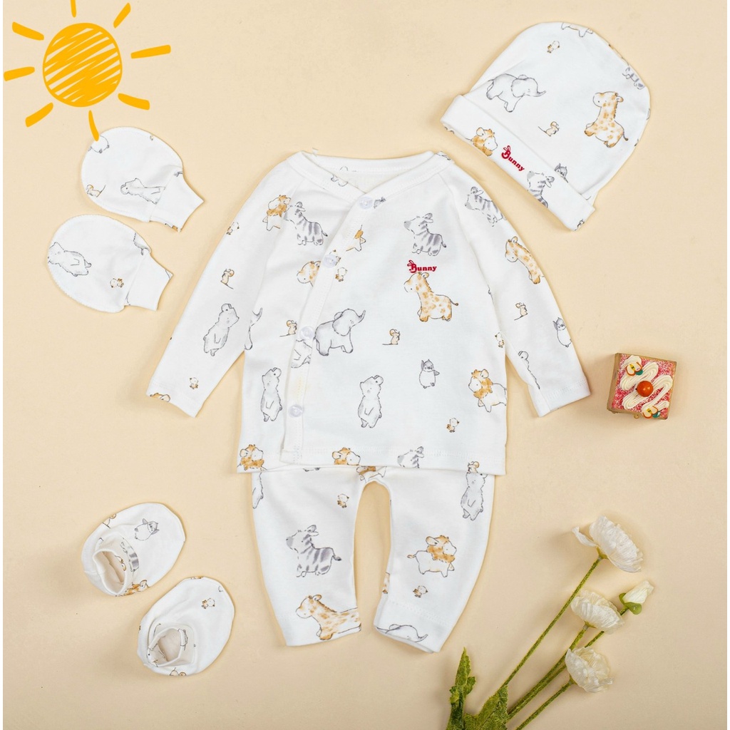 Đồ bộ dài tay cho bé trai bé gái sơ sinh cúc cài giữa, Quần áo sơ sinh chất cotton mềm mát cho bé Thị Nắng Store