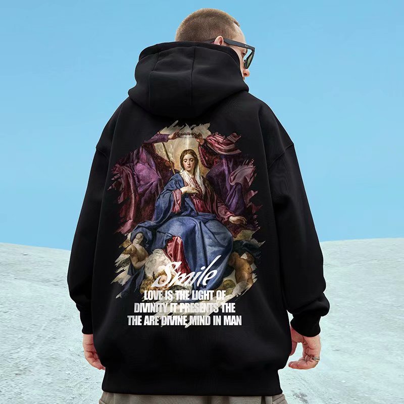 Áo hoodie dáng rộng phong cách hip hop thời trang mùa thu cho nam size M-8XL